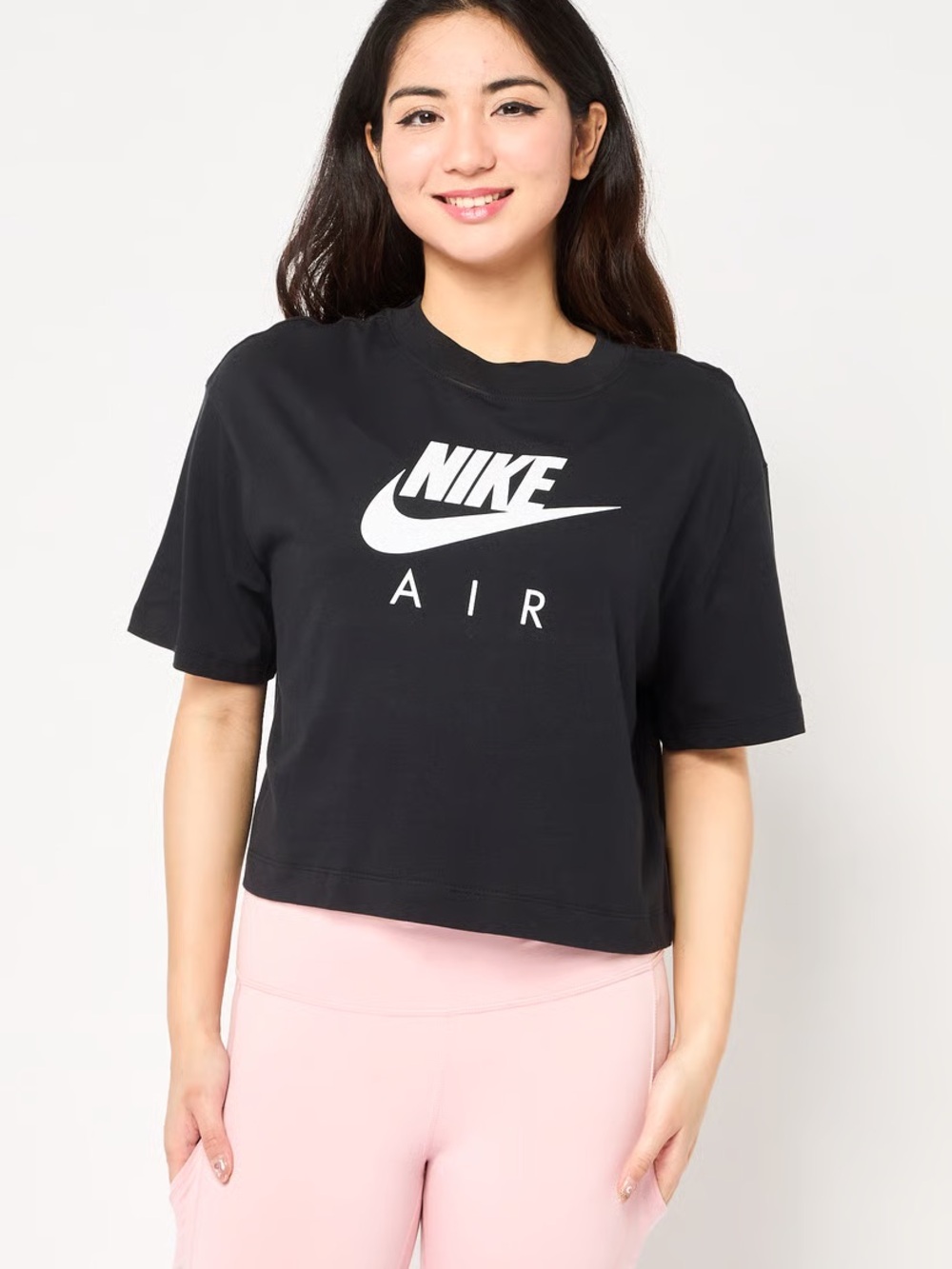 Nike Air size large Women's Black Logo Cropped Tee